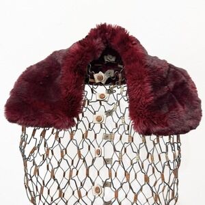 Elegant Burgundy Red Thick Faux Fur Dress Coat Collar Shawl Stole Scarf Mobwife